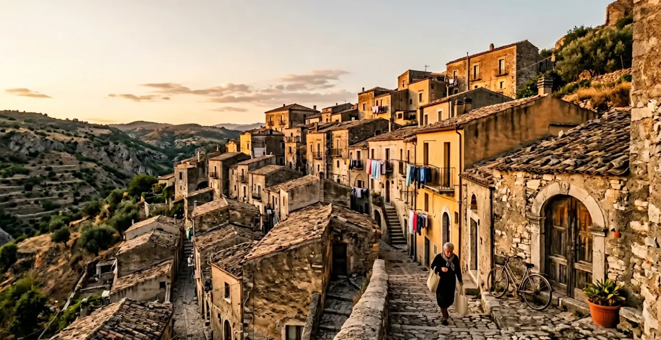 Un borgo autentico italiano con vita quotidiana tradizionale preservata