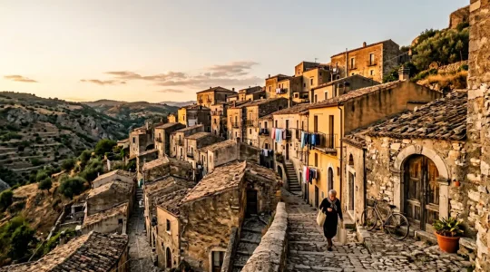 Un borgo autentico italiano con vita quotidiana tradizionale preservata